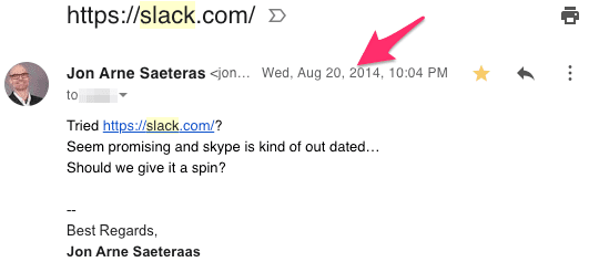 Slack email screenshot